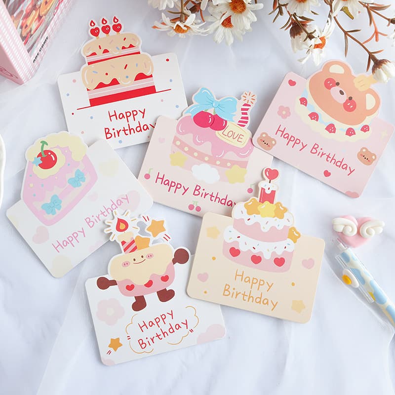 Amazon Happy Birthday 3D Birthday Cake Creative Greeting Card Florist Birthday Wishes Simple Message Small Card