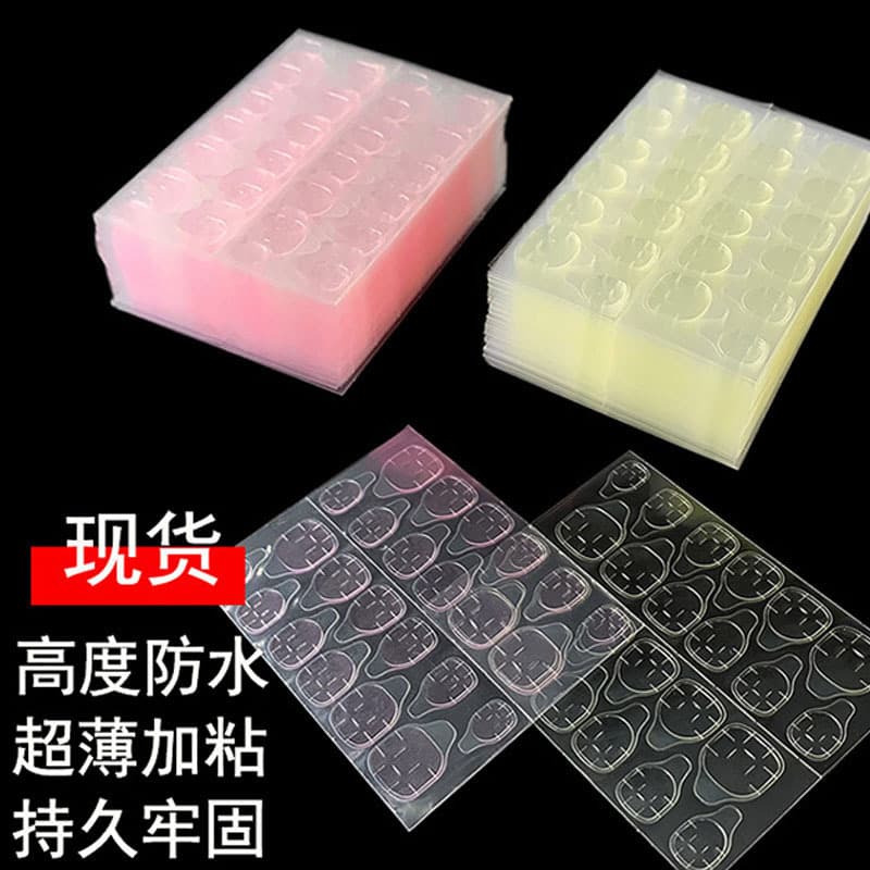 Strong Adhesive Nail Gel Jelly 24 Pcs Nail Strips Waterproof Wearable Nails Jelly Extra Large Yellow Jelly Extra Large Pink Gel