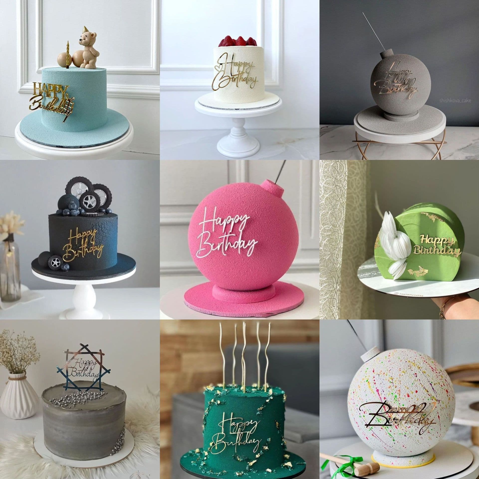 Cross-border Instagram acrylic happy birthday cake decoration topper, mirror silver and gold baking decoration plugin