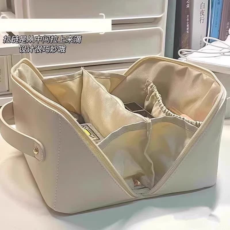 PU Cosmetic Bag Women's 2025 New Satchel Large Capacity Satchel Makeup Brush Cosmetics Bag Travel Toiletry Bag