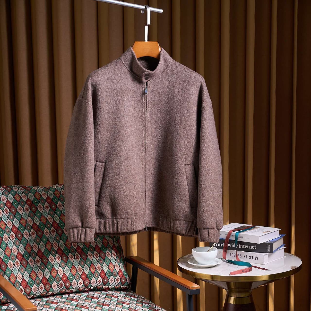 LP Men's Loro High-End Wool Cashmere Blend Double-Faced Wool Dual-Zip Jacket Wool Coat