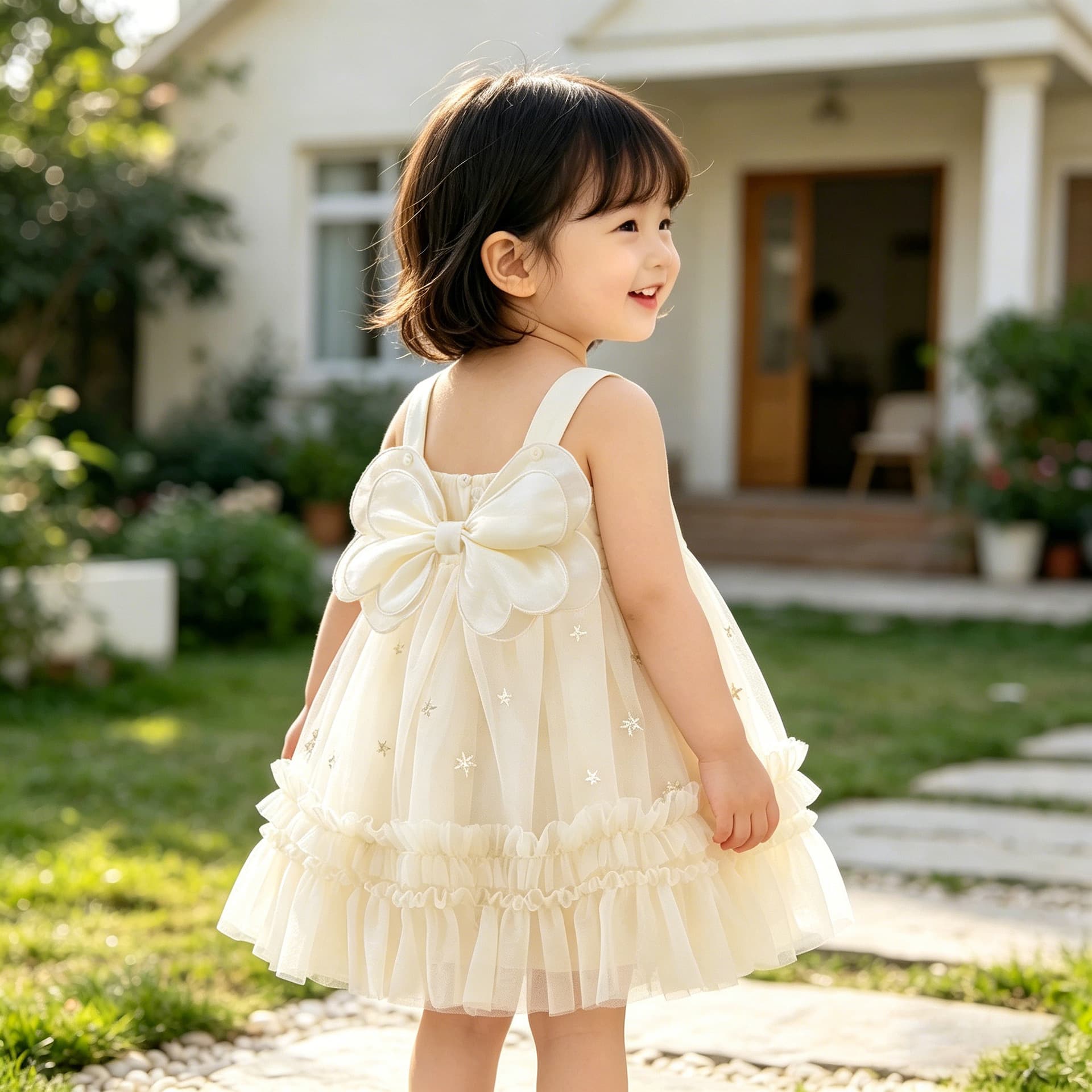 Summer New Children's Dress for Girls Sweet and Cute Little Fairy Dress Angel Wings Strapless Princess Dress