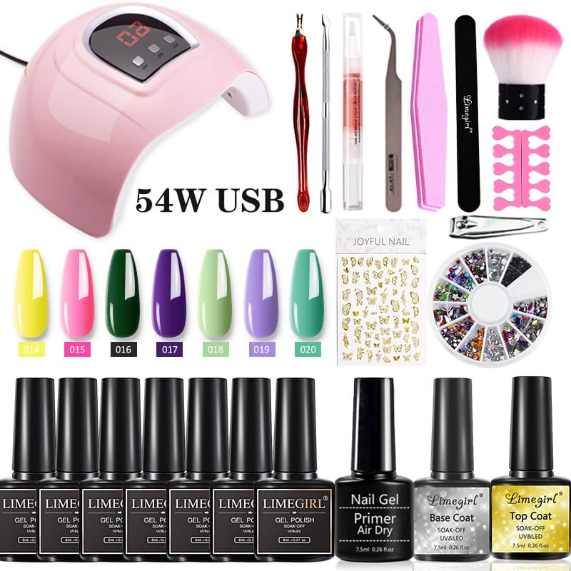Beginner's Nail Art Kit 54W LED UV Lamp Gel Polish Set Complete Nail Decoration Stickers Tools for Home Manicure Care