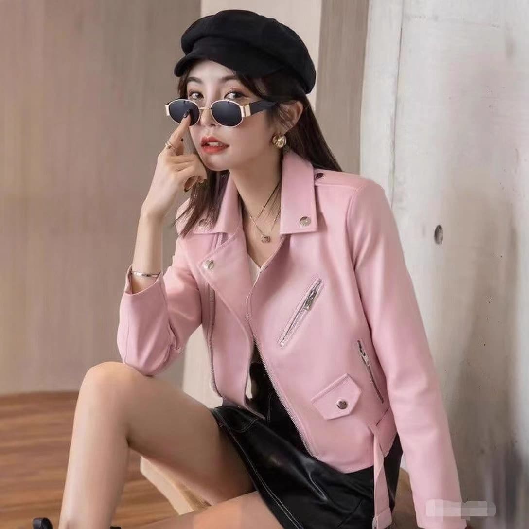 Manufacturer Amazon European and American Long-Sleeved Women's Leather Jacket Pu Leather Jacket Women's Short Leather Jacket Women's Jacket Motorcycle Jacket