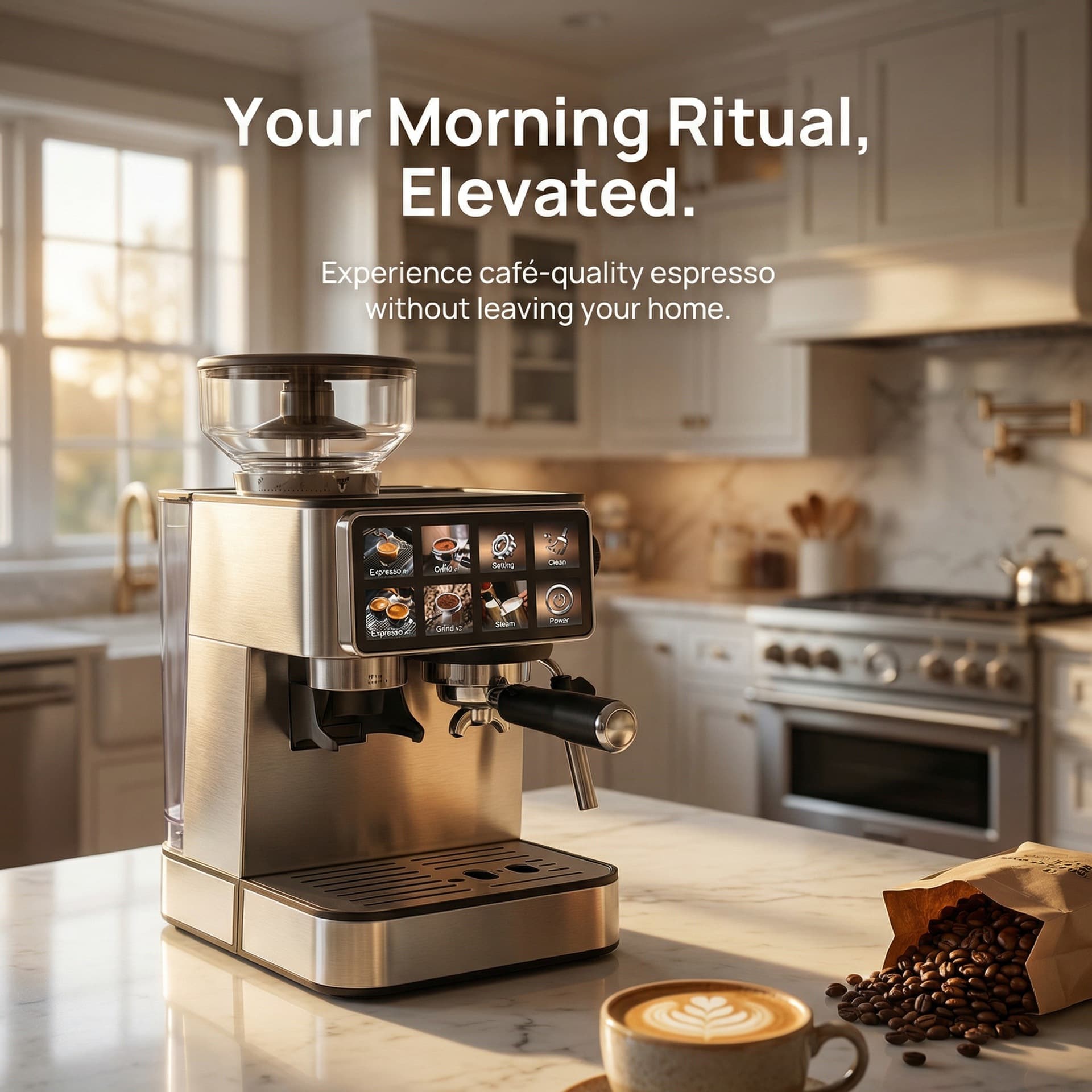 Cross-border EU Standard Automatic Coffee Machine with Grinder, Espresso Machine with Milk Frother and Hot Extraction