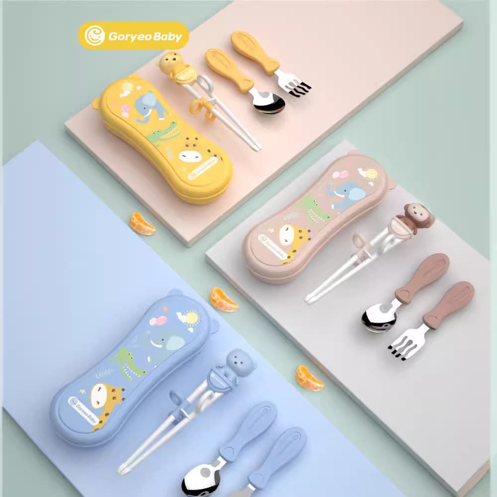 Goryeobaby Children's Training Chopsticks Set Cute Style Home Use Baby Utensils for Learning And Exercising Kids