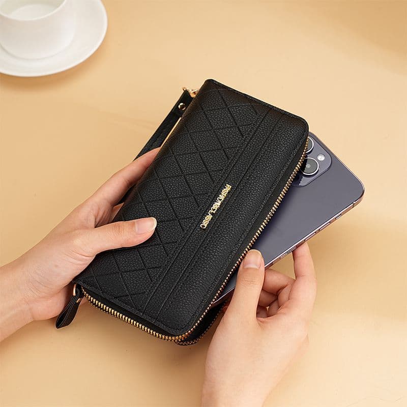 New wallet women's fashion retro women's double-layer zipper coin purse multi-purpose clutch bag portable mobile phone bag card bag