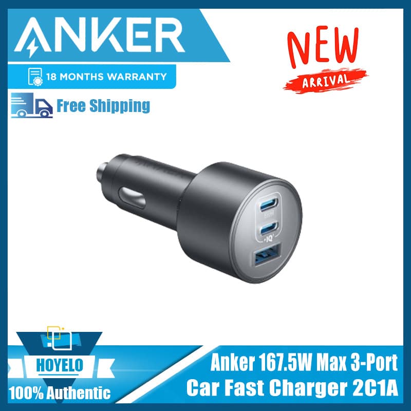 Anker 167.5W 3-Port Car Charger for iPhone 15 Android PD Fast Charging A2737
