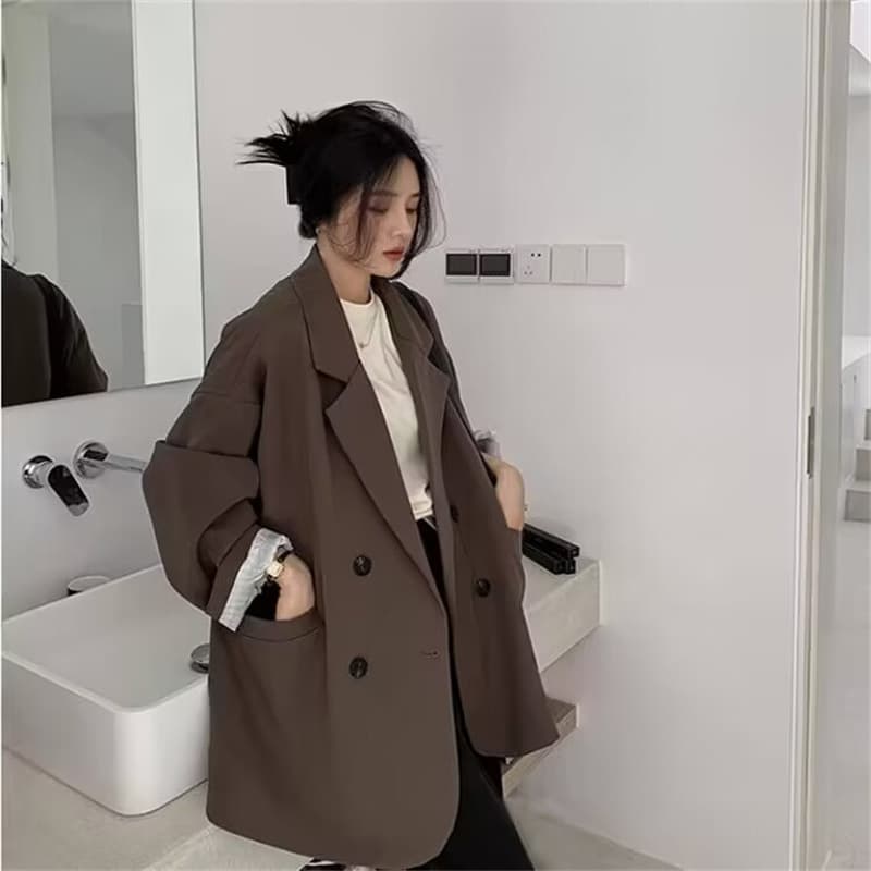 Spring and Autumn Coffee-Colored Blazer for Women, 2026 New Casual Trendy Loose-Fitting Petite Suit