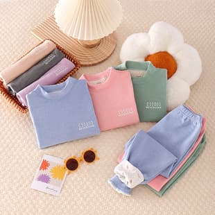 Thermal Underwear Set De Velvet Seamless Long Sleeve Top and Bottom Boys Girls Baby Homewear Toddler Kids Pajamas Color Changing