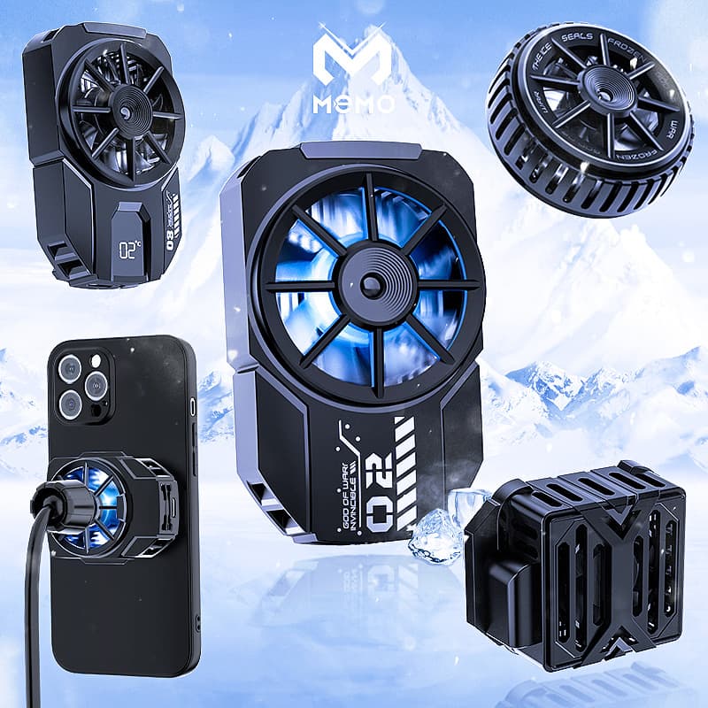 MEMO new mobile phone radiator cooling back clip semiconductor radiator cooling fan game chicken eating artifact