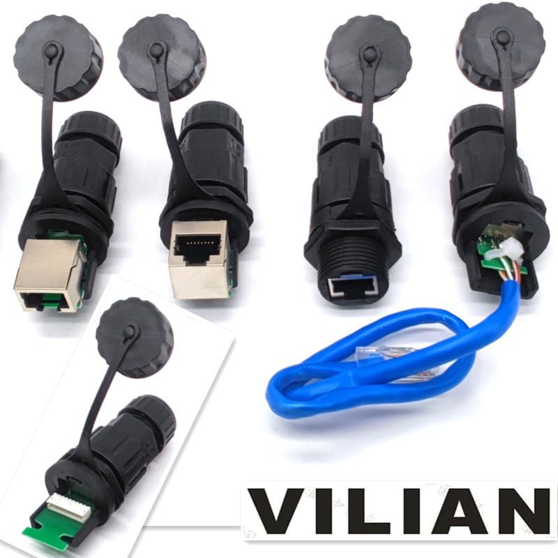 RJ45M20 Front and Rear Mount CAT6A Straight-Through Network Cable Interface CAT5E Data Signal Female Socket Network Connector