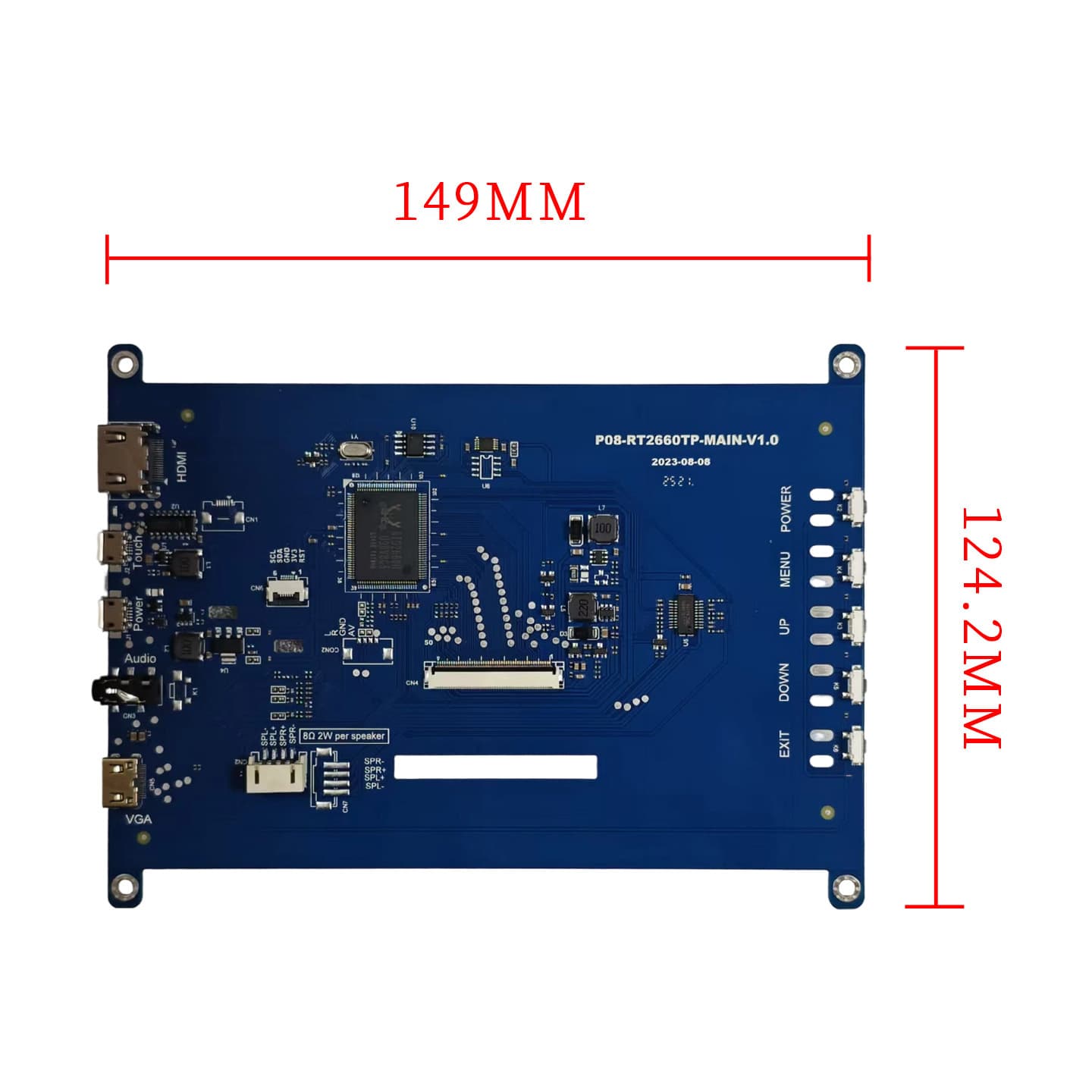 1024x600 resolution 50-pin RGB signal interface compatible with 7-inch Raspberry Pi display driver board