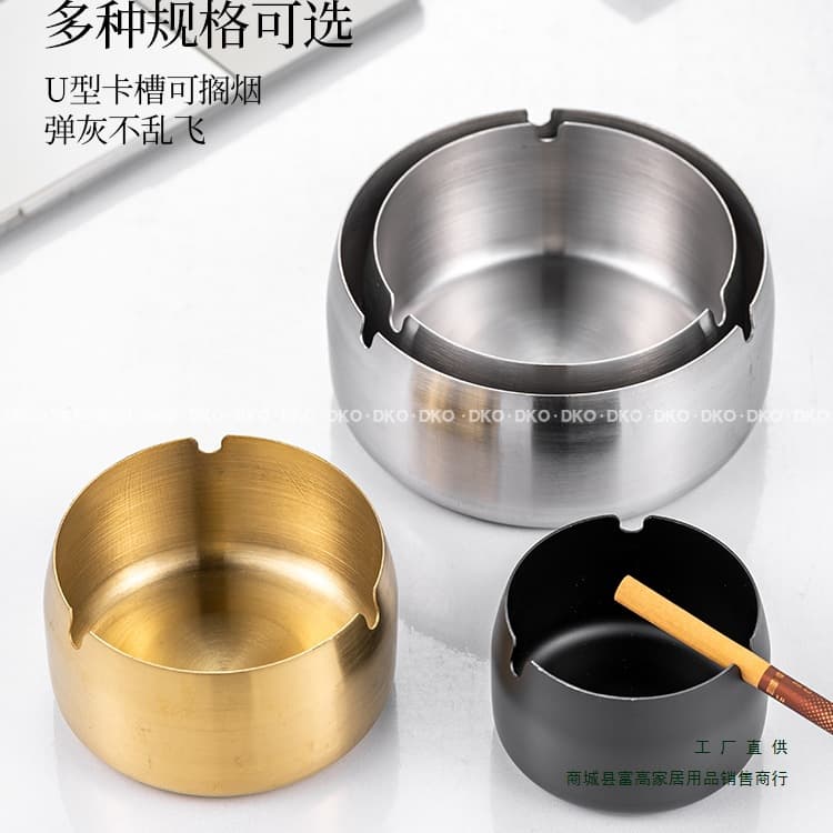 Stainless steel ashtray, luxurious style, suitable for home use, drop-proof and windproof, ideal for restaurants, hotels, and commercial use. Creative large size ashtray.