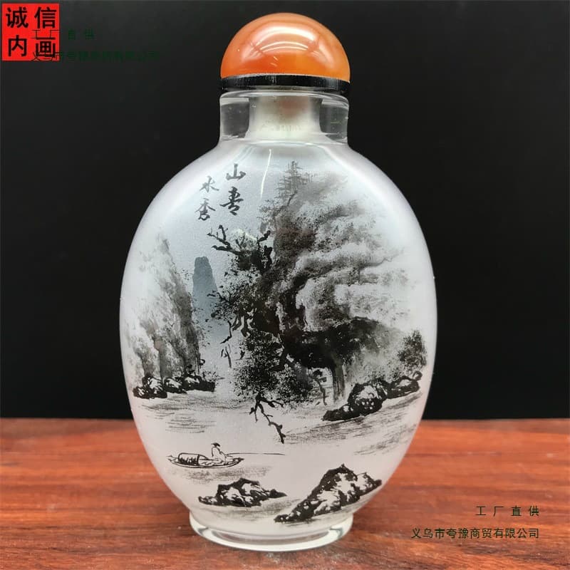 Hengshui Snuff Bottle Inner Painting Folk Art, Pure Handmade Intangible Cultural Heritage Bottle Inner Painting, Chinese Characteristic Business Gift for Foreign Affairs