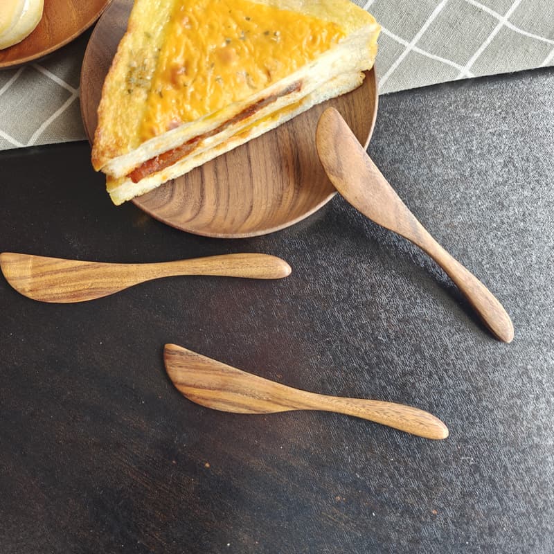 Wooden Western-style dinner knife, Japanese-style butter knife, hand-polished acacia wood breakfast jam knife, face mask knife, tableware wholesale.