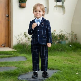 Boys Suit Spring Autumn - Toddler Flower Boy Wedding Suit, Handsome British Kids Piano Host Performance Wear