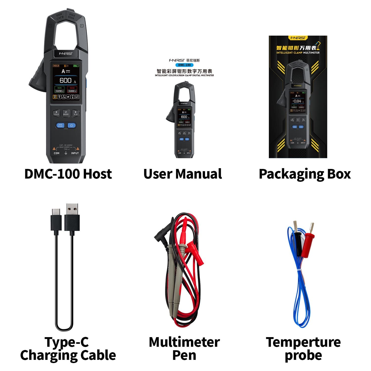 FNIRSI DMC-100 Clamp Multimeter Fully Automatic Smart High Precision Clamp Meter Ammeter