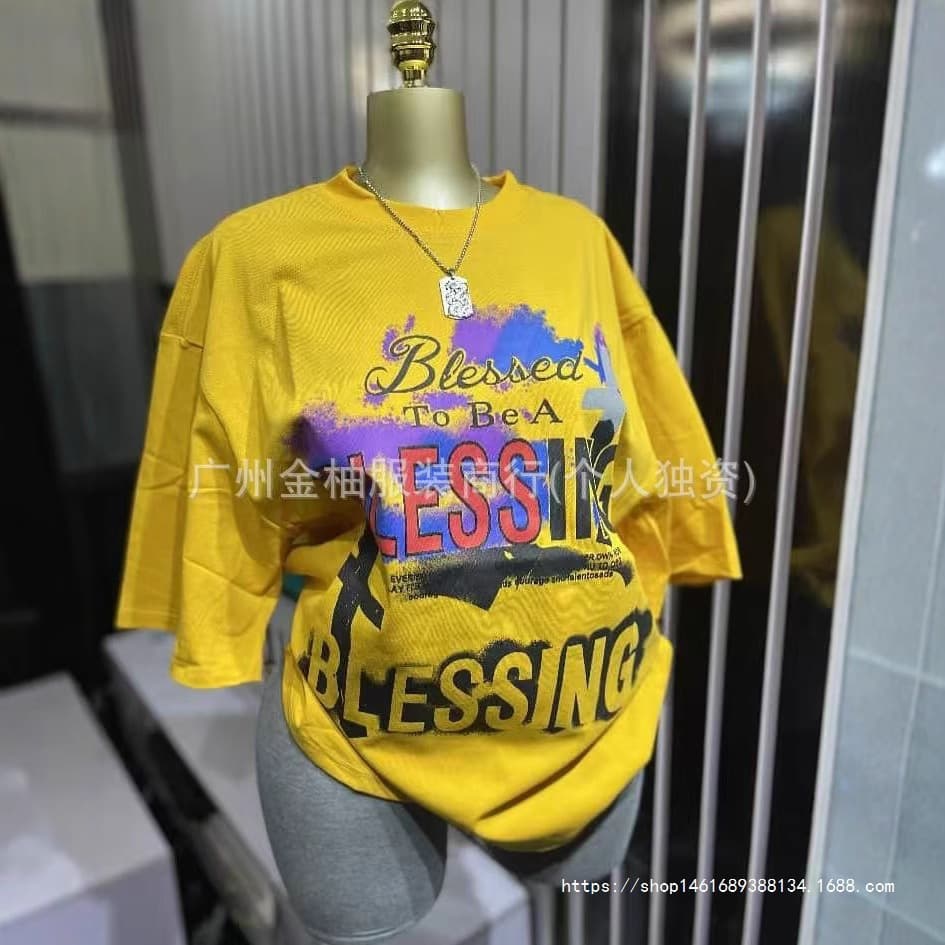 Cotton Ladies Wholesale T-Shirts Loose Fit Printed Cartoon Available Cotton