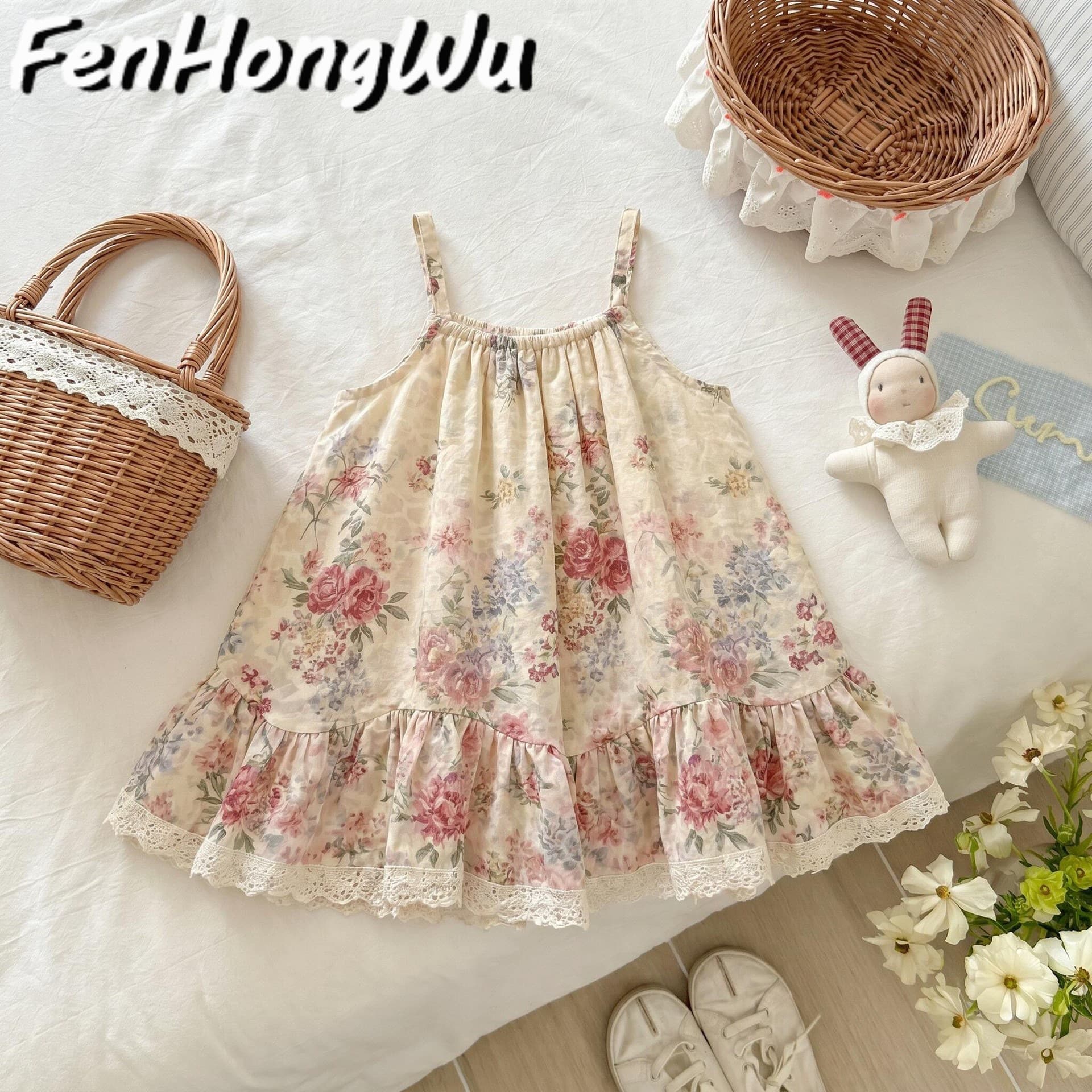FHW Girls Dress Summer New Little Girl Stunning Princess Dress Baby Halter Dress Children Summer Dress