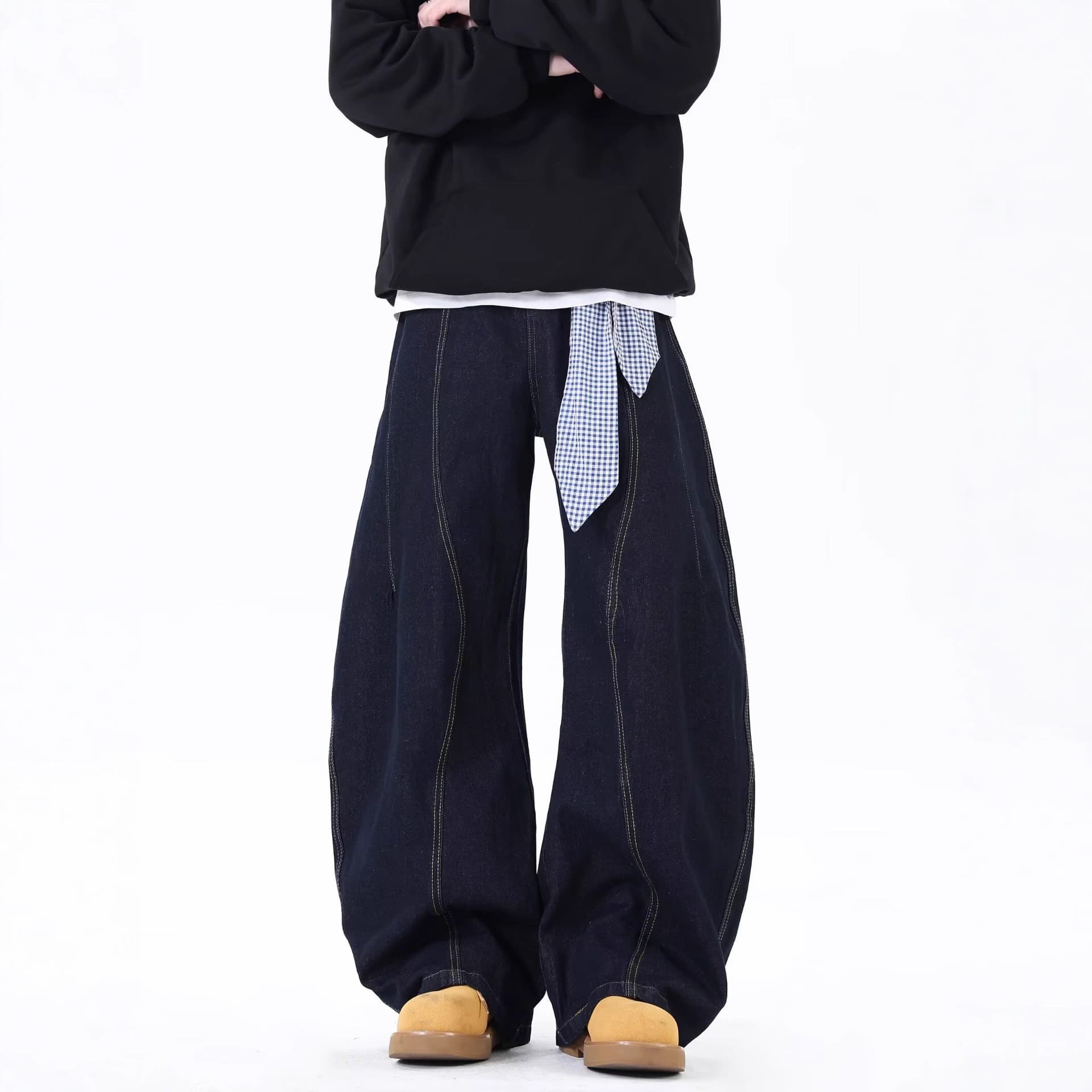 American Retro Design Jeans Versatile Loose Wide-Leg Long Pants Slimming Curved Cut Trendy Denim
