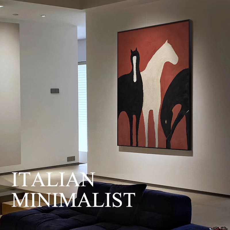 Living Room Abstract Large Floor Painting Sofa Background Wall Decorative Painting Simple High-End Modern Entryway Hanging Painting White Horse