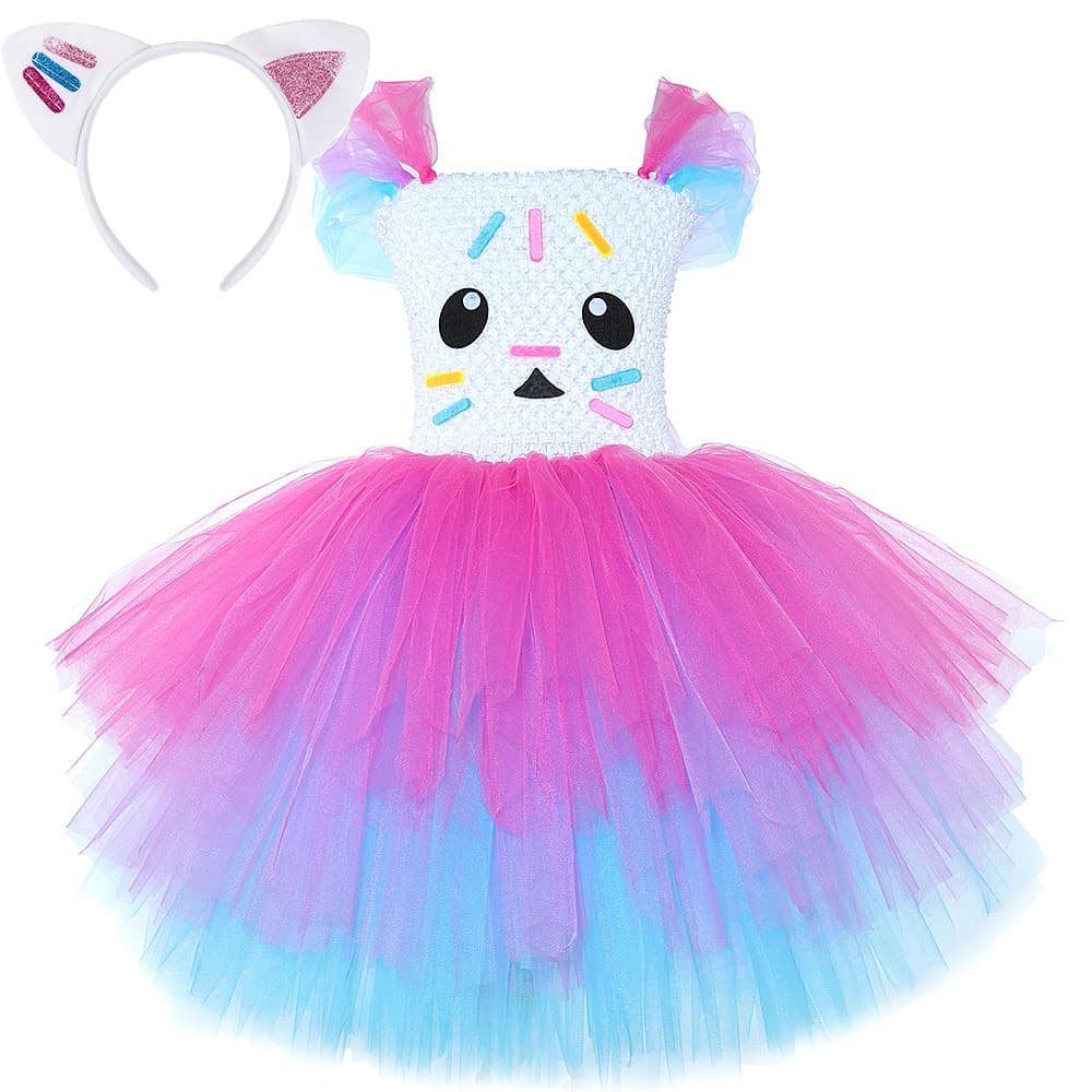 Gabby Dollhouse Tutu Dress Children's Cartoon Cat Puff Skirt Girls Mesh Princess Skirt Cross-border Children's Clothing