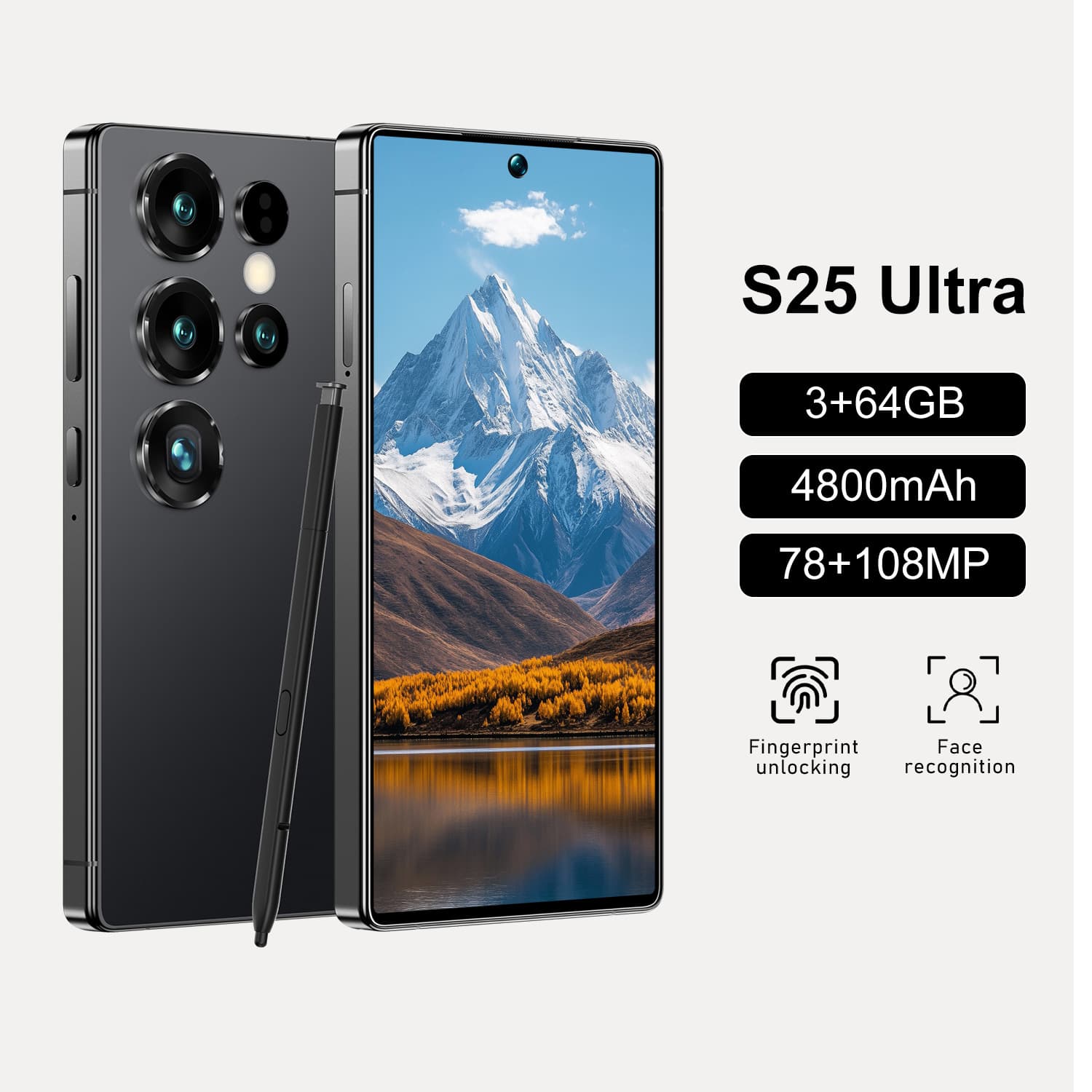 New Cross-border S25 Ultra Smartphone 5.0-inch Full Screen Built-in Pen Hot Selling Popular Model 2+16