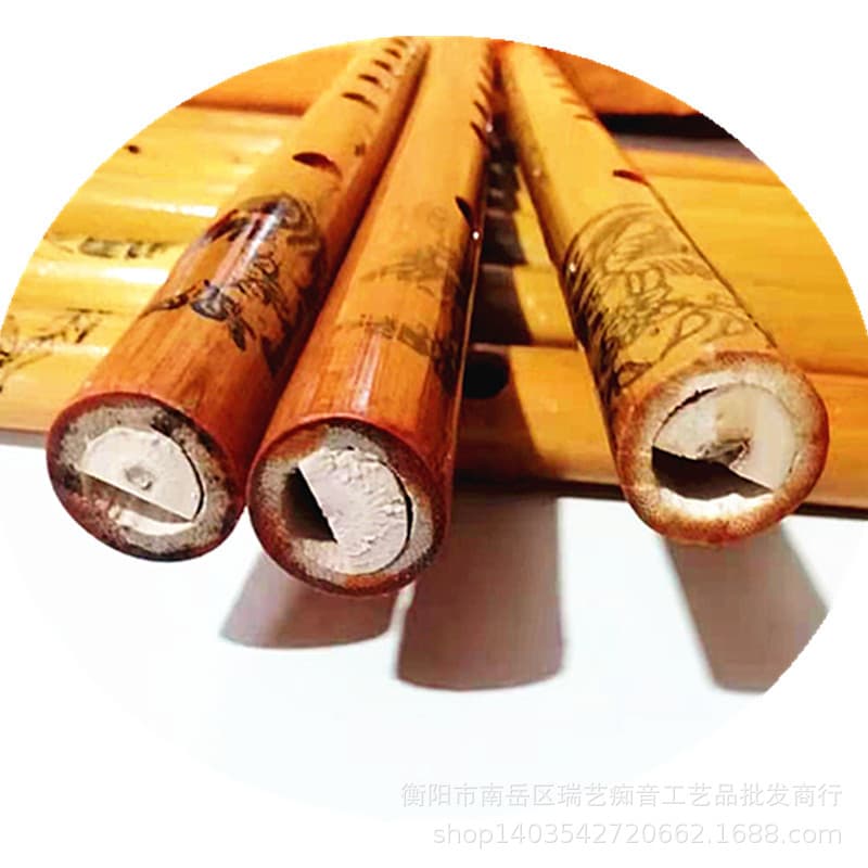Green bamboo flute, 33cm long handcrafted vertical blow instrument, student beginner prop flute, ethnic bamboo instrument