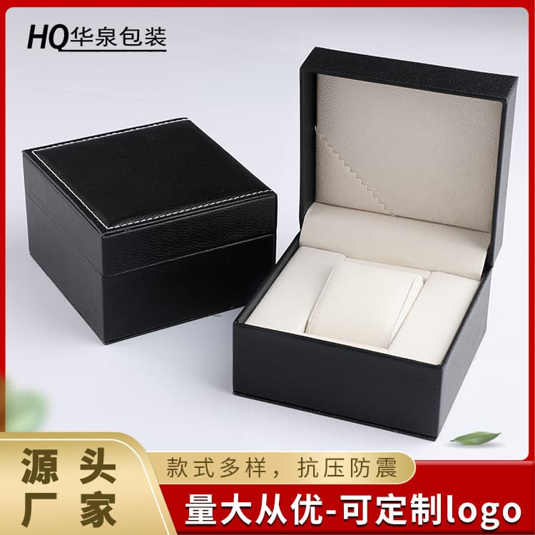 Factory direct supply of high-end PU leather flip-top watch boxes, popular online watch boxes, logo printing available.