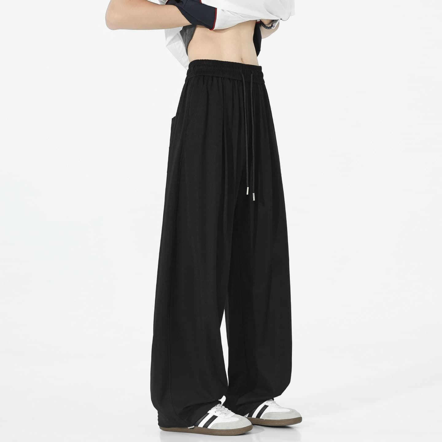 Ice Silk Pants for Men Summer Thin Casual Straight Loose Draped Wide Leg Pants New Breathable Sweatpants
