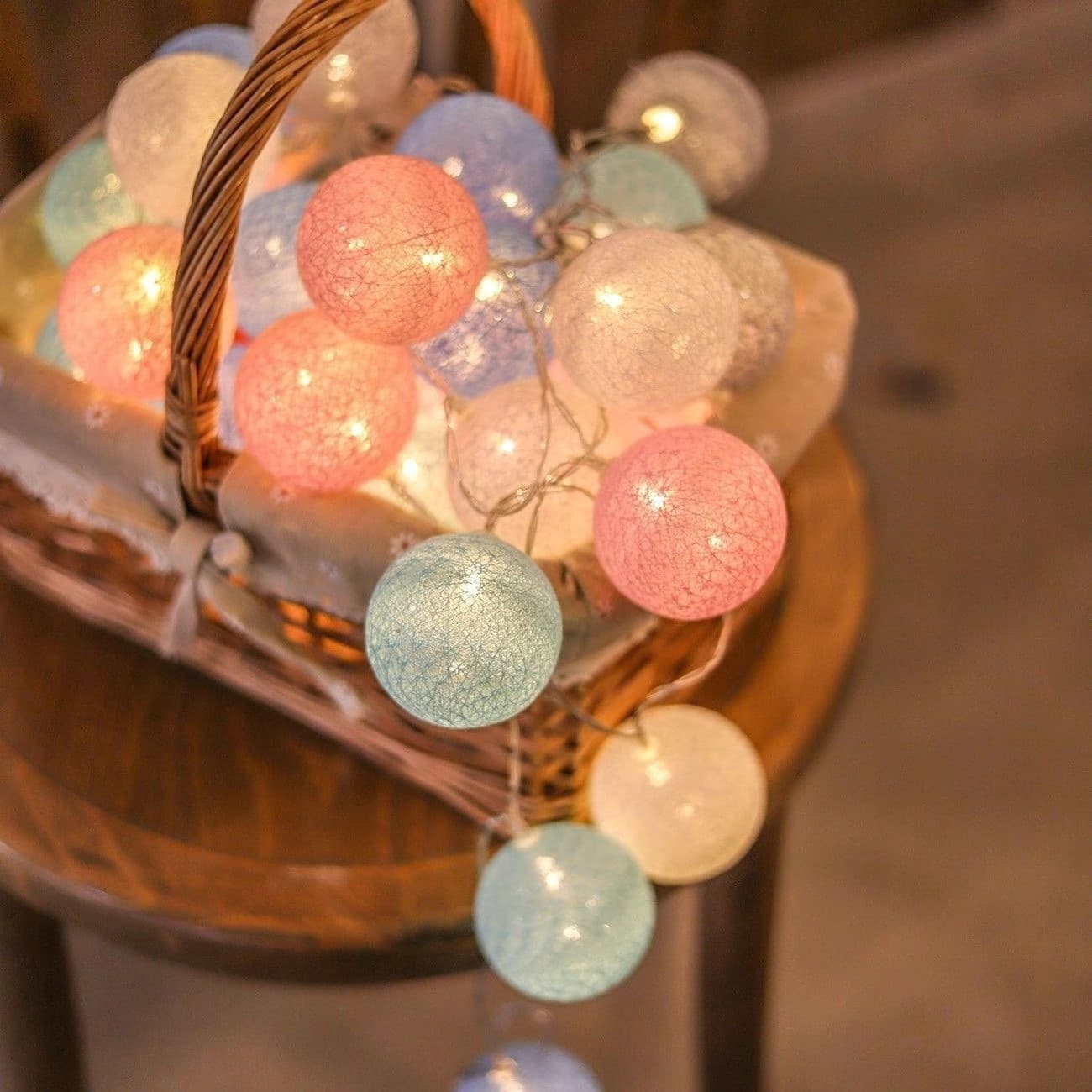 LED Colorful Christmas Light Cotton Ball String Lights Room Bedroom Decoration Ins Birthday Festival Light String