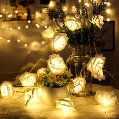 Rose Flower String Lights LED Waterproof Mini Fairy Lights String Wedding Room Bedroom Decorative String Lights Proposal Confession String Lights