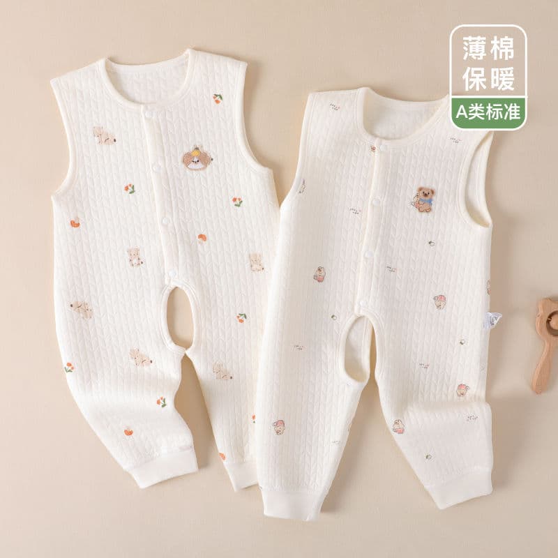 Newborn Baby Bib Overalls Warm Pants Crotch Opening Spring Autumn Winter Infant Boys Girls One-Piece
