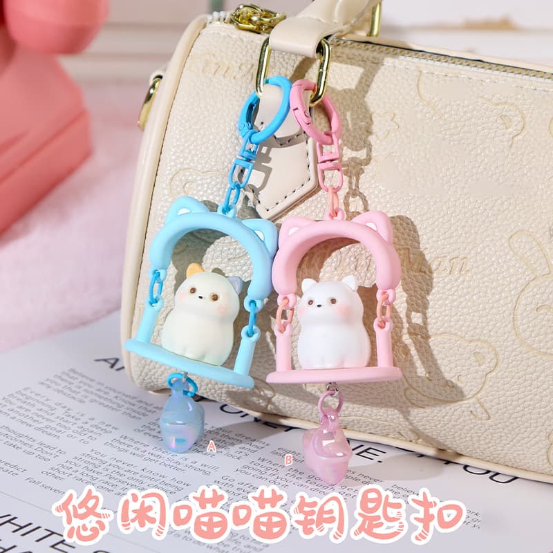Creative cartoon cute girl heart pendant leisurely meow keychain backpack jewelry mobile phone chain decoration hot sale