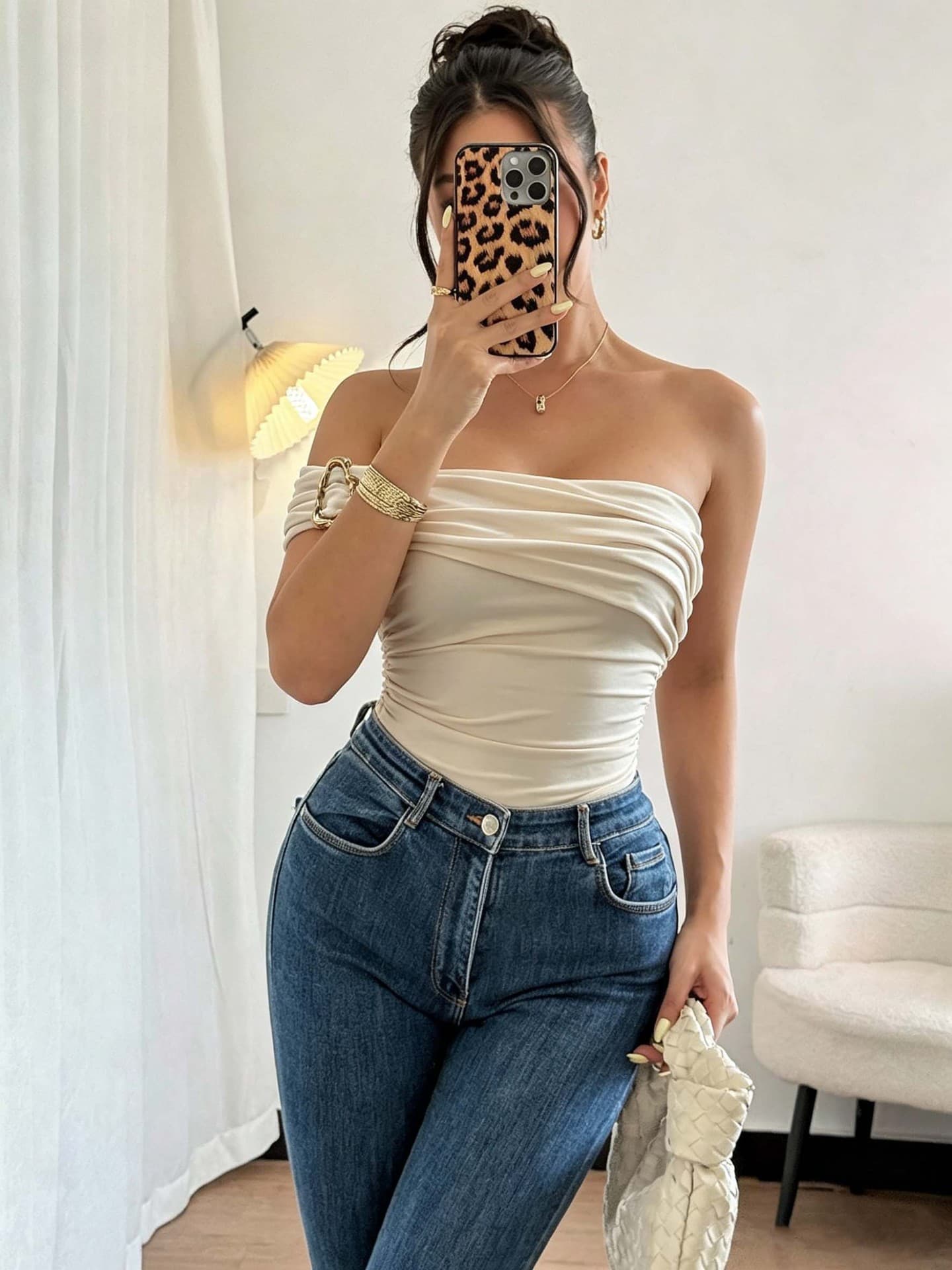 New Cross-Border Women's Fashion Jumpsuit Off-Shoulder Pleated Metal Buckle Waist-Slimming Bodysuit for Women Outerwear
