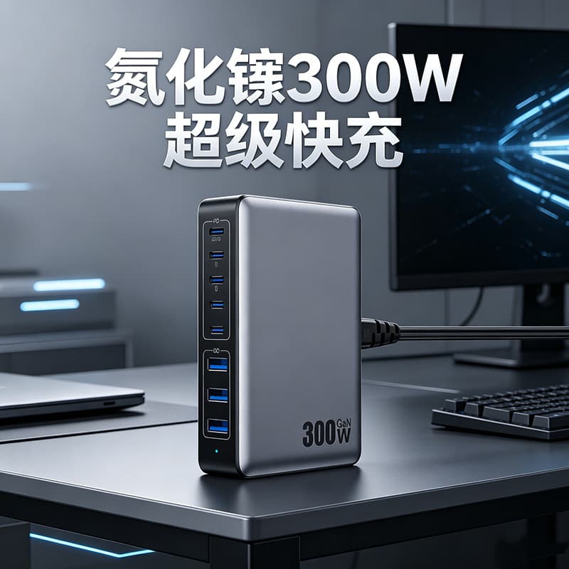 High-Power 300W Gallium Nitride Charger for Phones Tablets Laptops Universal Desktop Charging Station Fast Charging Adapter