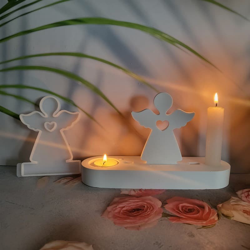 S0184 Hollow Heart Angel Insert Desktop Decoration Cement Plaster Mold DIY Silicone Mold