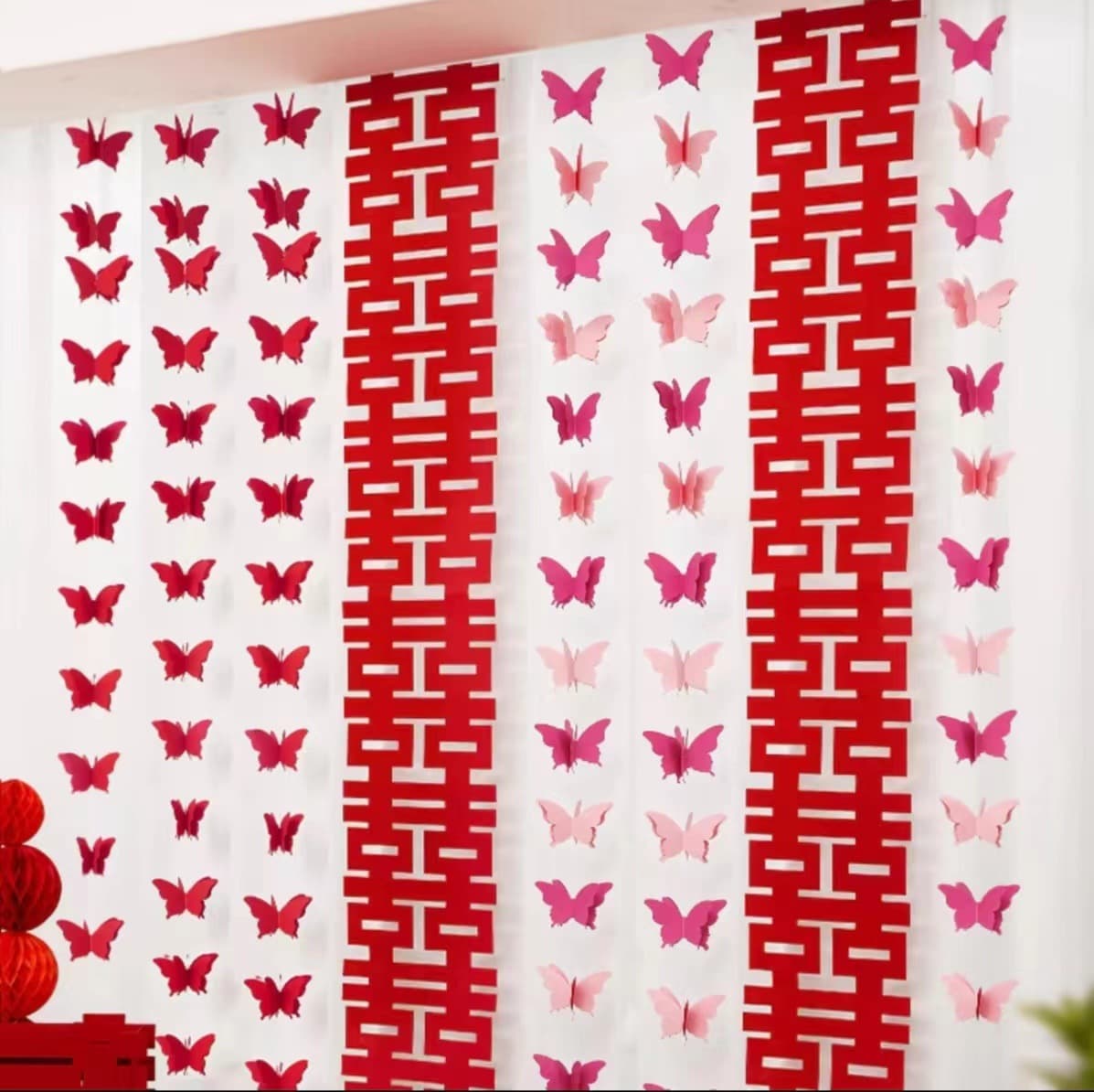 Wedding Room Decoration Set, Living Room Curtains, Wedding Decorations, Long Happy Word Hanging Cloth, Bedroom 3D Butterfly Garland