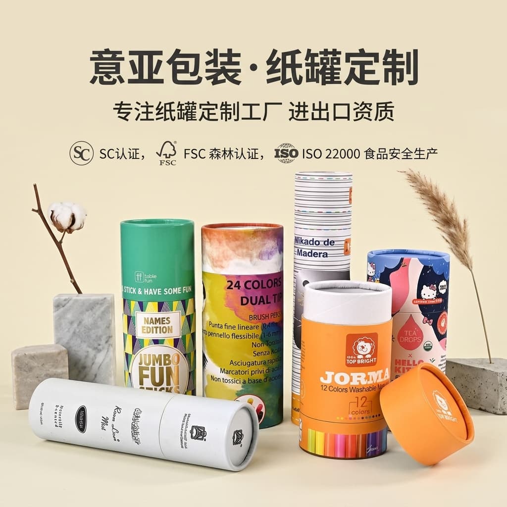 Custom Creative Paper Can with Child-Resistant Lock, Round Cylinder Packaging Box with Safety Buckle, Rolled Edge Paper Tube Customization