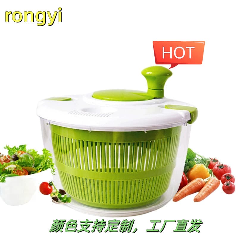Spin Dry Basket Dehydrator Large Washing Bowl Manual Crank Spin Dryer Creative Kitchen Fruit Water Spinner Draining Basket
