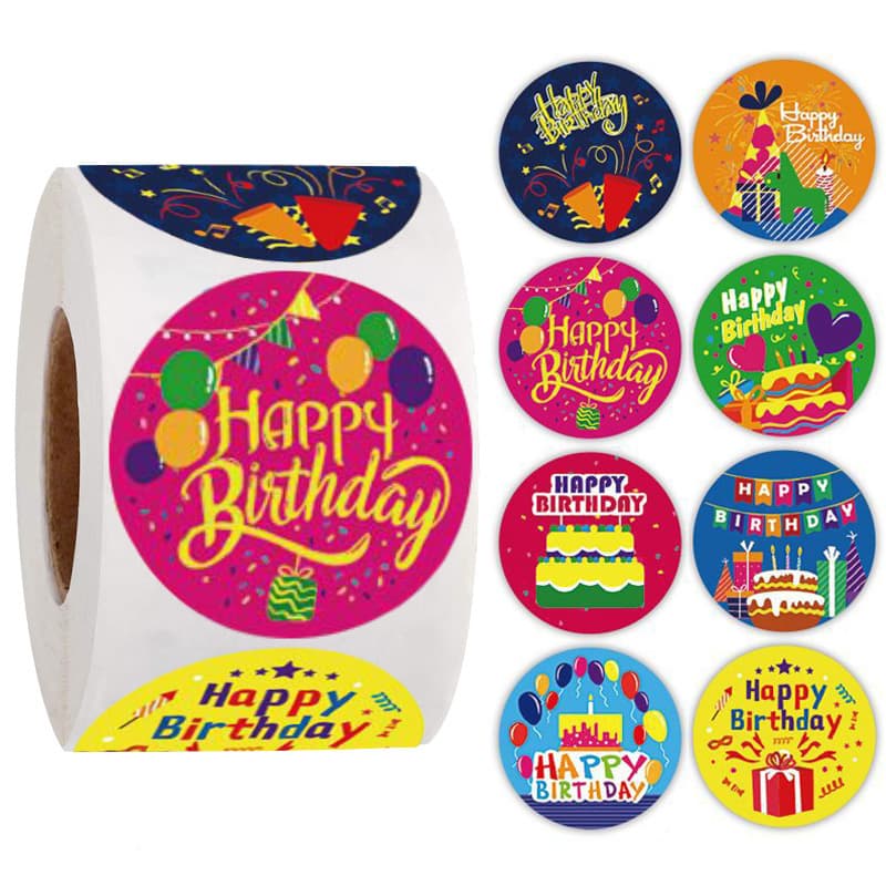 Birthday stickers children's toy rolls birthday party gifts envelope sealing stickers party baking decoration stickers
