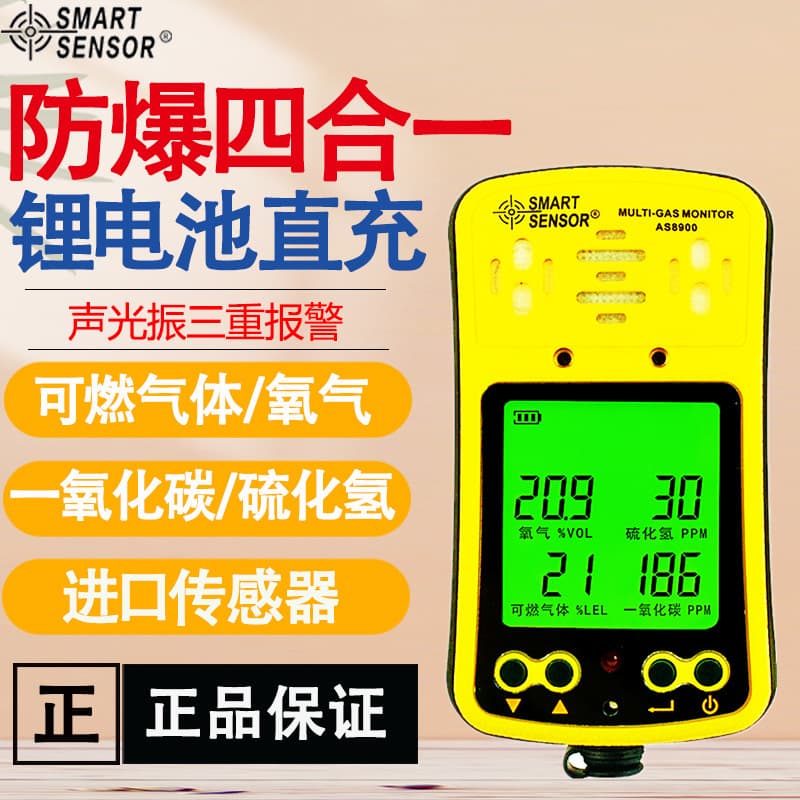 CEM AS8900 Four-in-One Gas Detector Combustible Gas Oxygen Carbon Monoxide Hydrogen Sulfide Concentration Detection