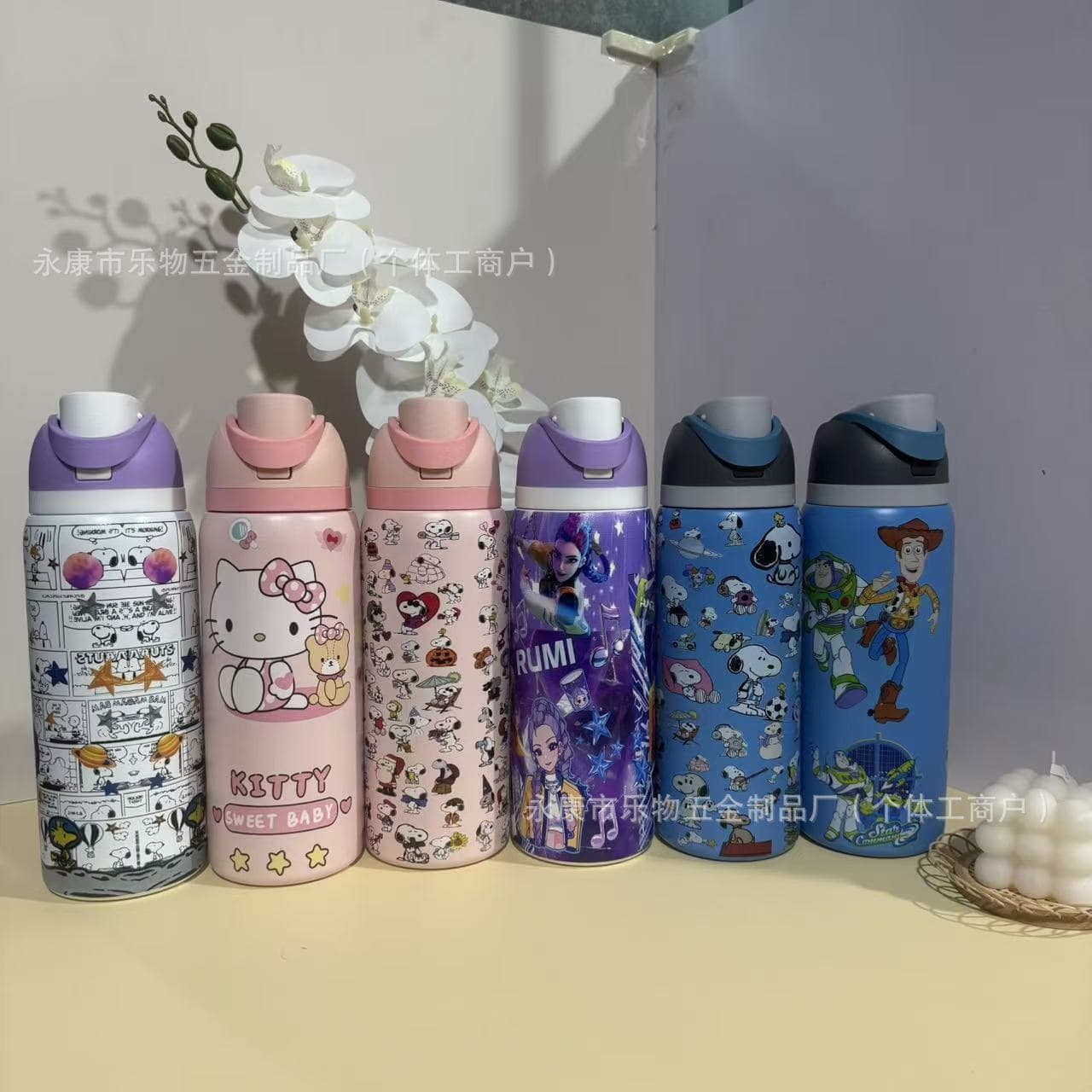 Cross-border Amazon popular owala fruit cup stainless steel thermos cup cartoon portable straw cup sports kettle