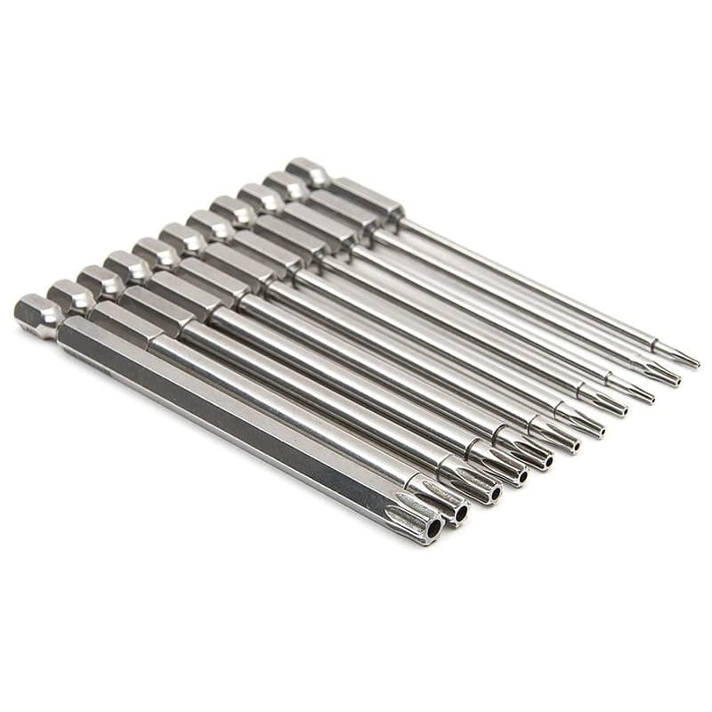 S2 steel 1/4 shank hexagonal Torx screwdriver bit, six-star anti-theft screwdriver with hole, solid bit.