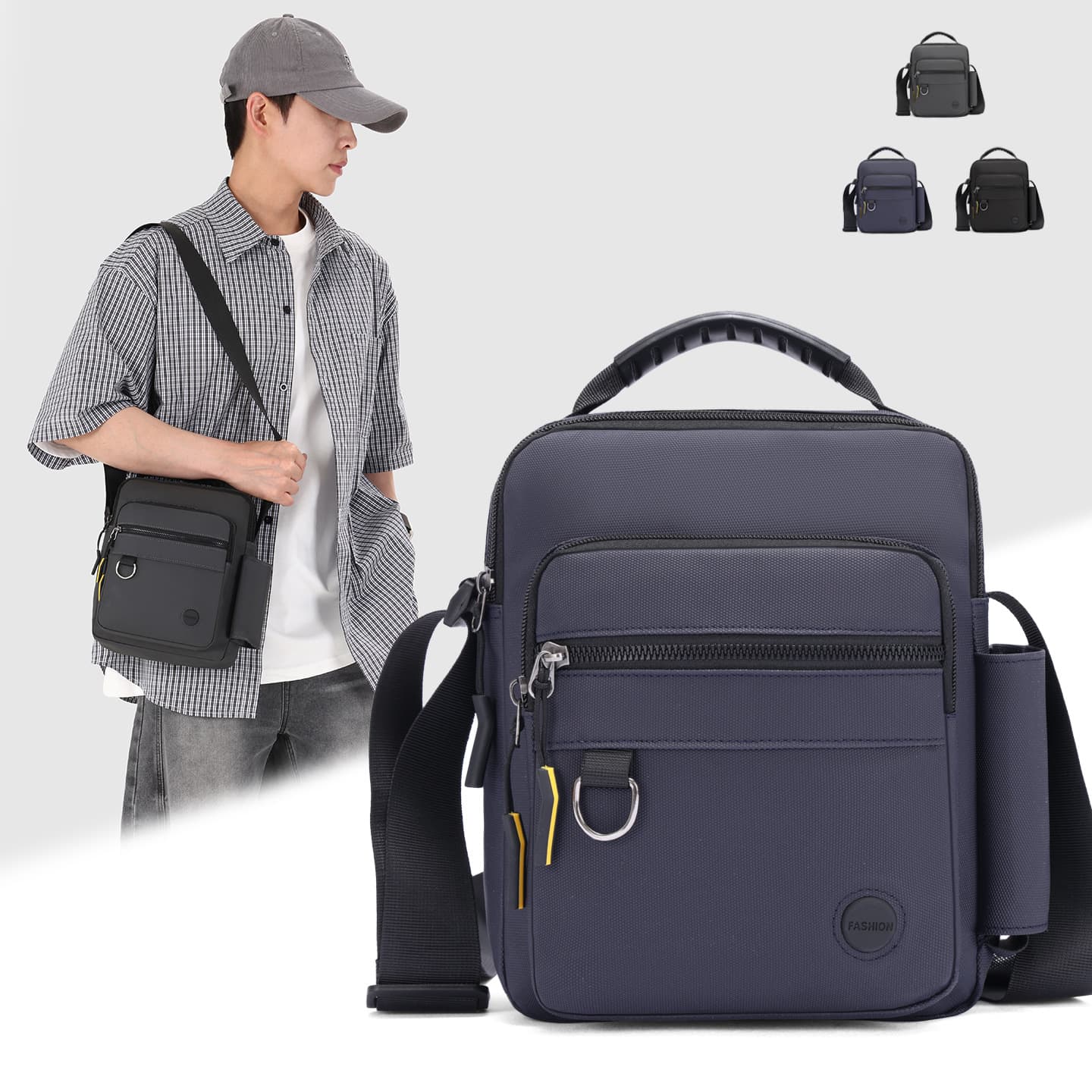 2026 new men's shoulder bag, fashionable and simple crossbody bag, large capacity commuter business bag, wear-resistant and waterproof men's bag