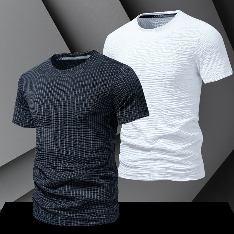 Summer American-Style Short Sleeve T-Shirt for Men, Thin Breathable Casual Top, Ice-Feel Business Round Neck Silk T-Shirt