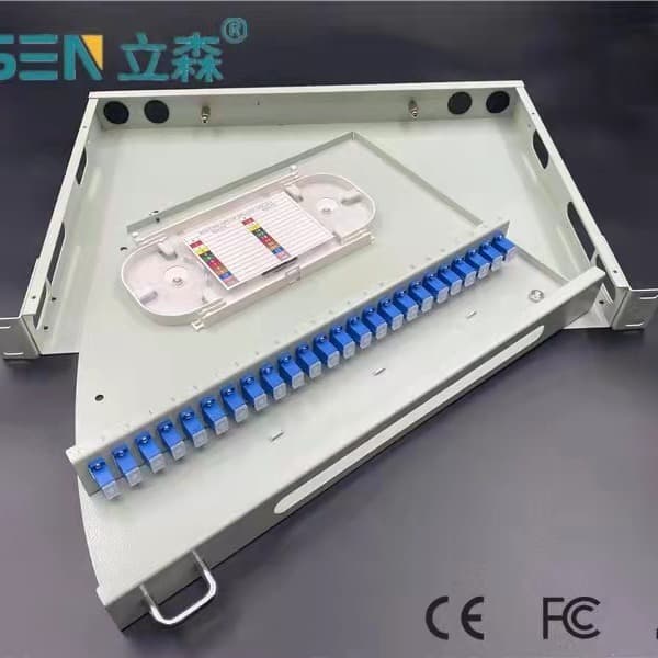 Communication fiber optic patch panel, 12-port/24-port 1U rack rotary ODF fan-out terminal box
