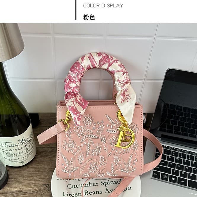 2026 New Embroidered Lady Dior Scarf Handbag Light Luxury High-End Crossbody Bag Factory Wholesale