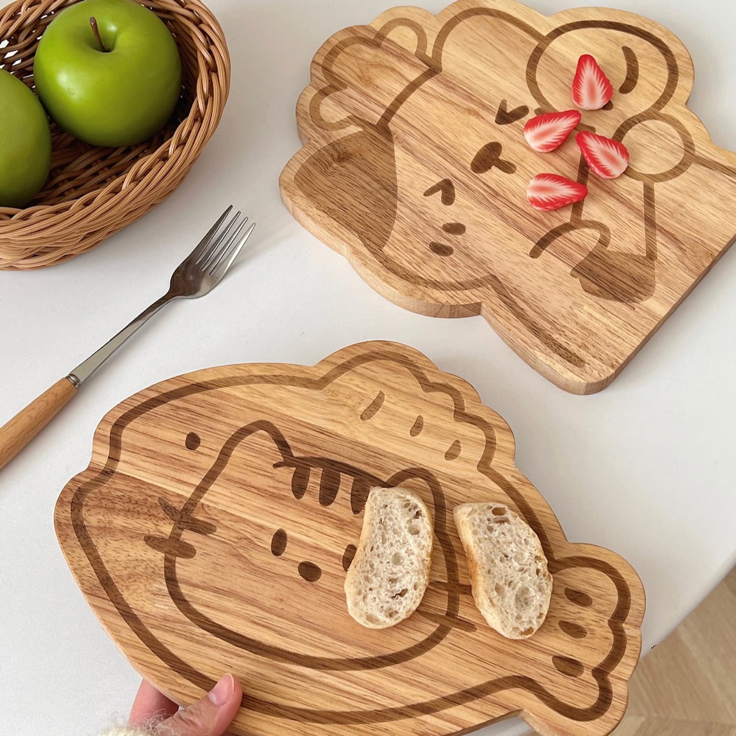 [Yuanjin Bamboo] Rubber Wood Cute Chopping Board Baby Food Complementary Chopping Board Home Kitchen Essential Fruit Cutting Board